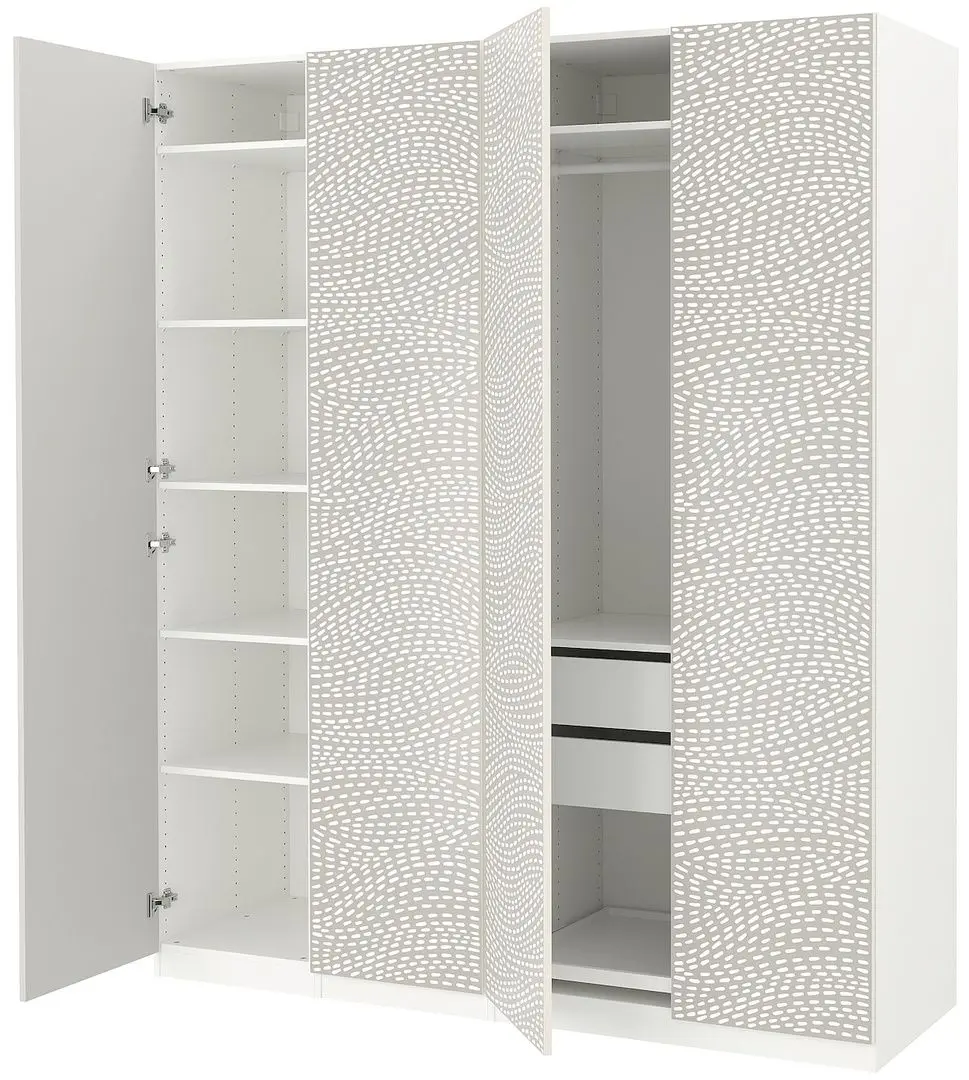 Dulap Ikea Pax/Mistudden rafturi/bare/sertare cu model 200x60x236 (Alb/Gri)