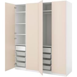 Шкаф Ikea Pax/Reinsvoll 1+2 каркаса 200x60x236 (Белый/Серо-бежевый) Thumb
