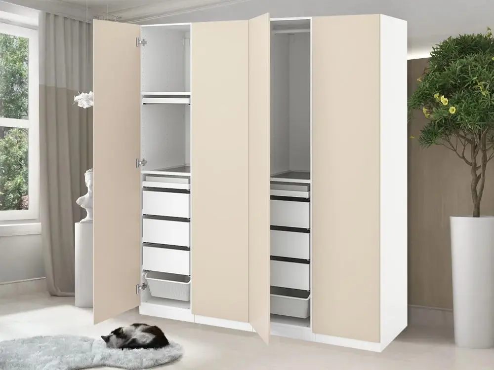 Шкаф Ikea Pax/Reinsvoll 200x60x201 (Белый/Серо-Бежевый)