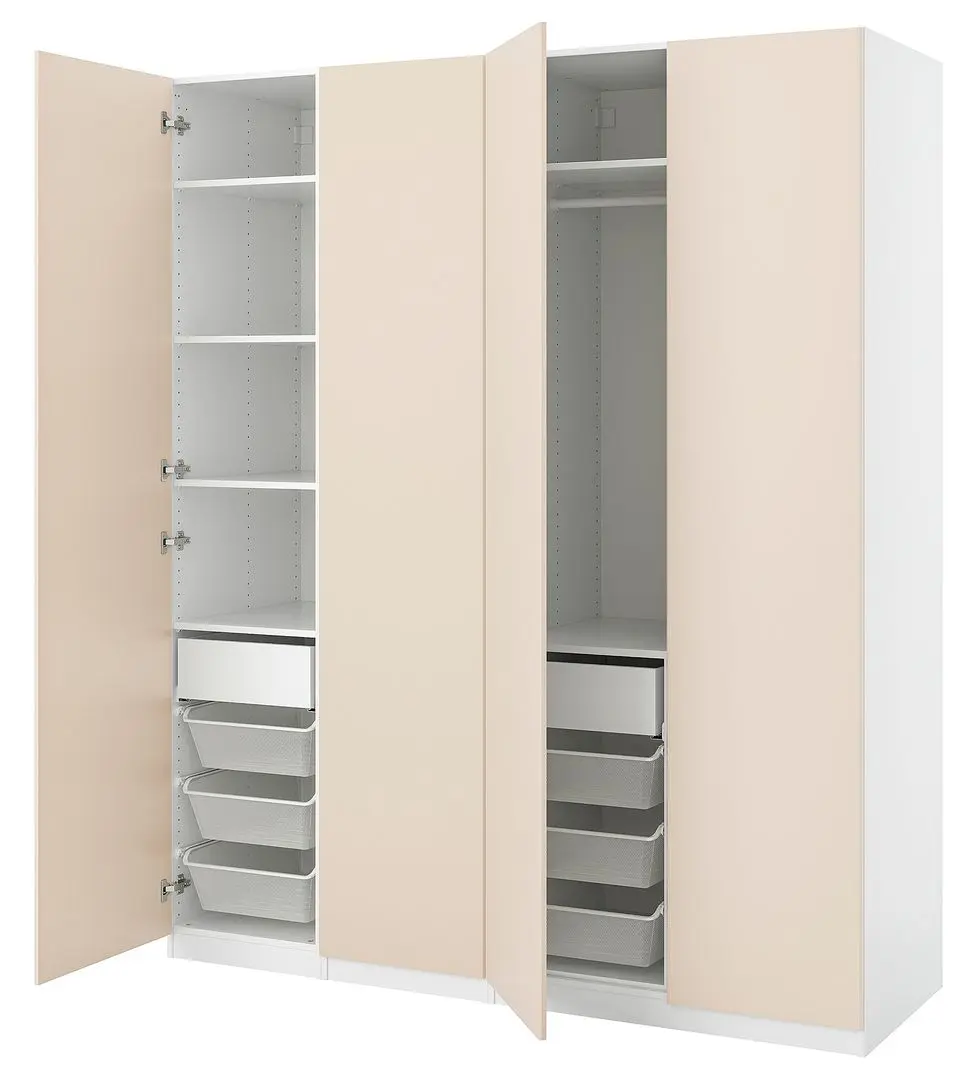 Шкаф Ikea Pax/Reinsvoll 200x60x236 (Белый/Серо-Бежевый) - 2