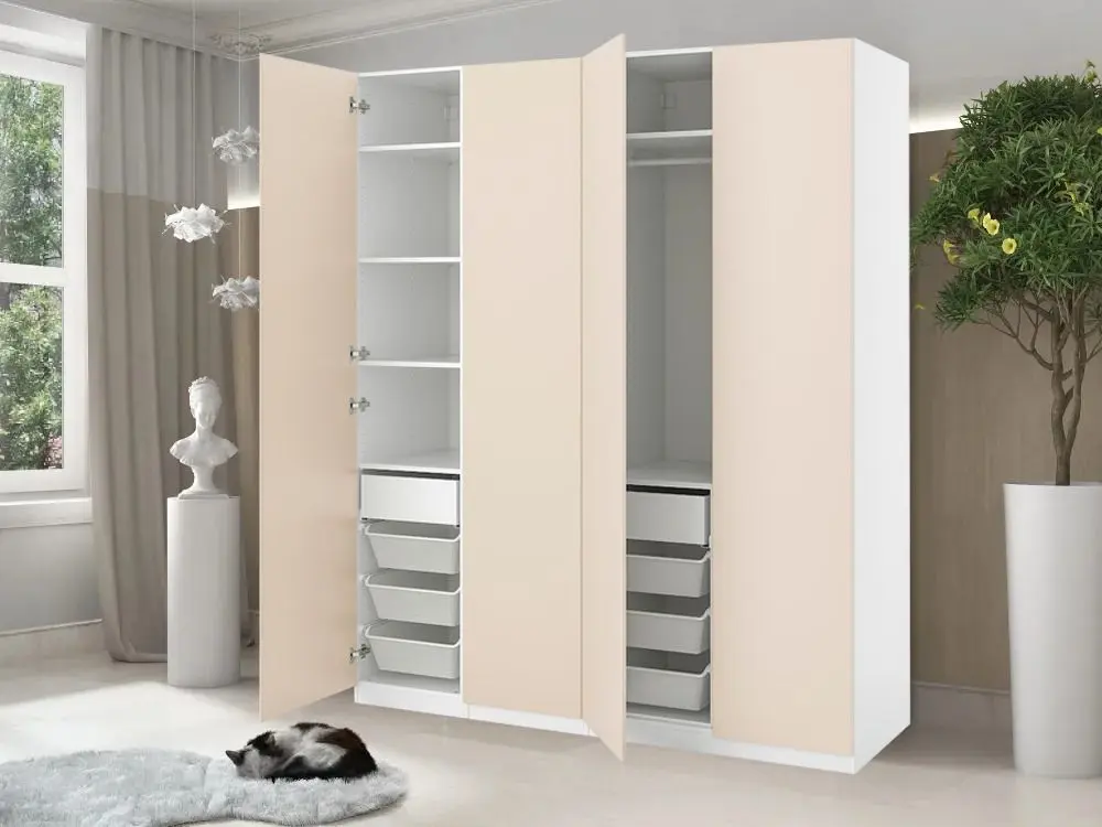 Шкаф Ikea Pax/Reinsvoll 200x60x236 (Белый/Серо-Бежевый)