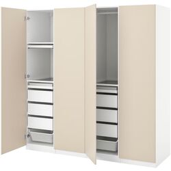 Шкаф Ikea Pax/Reinsvoll 4 каркаса 200x60x201 (Белый/Серо-бежевый) Thumb