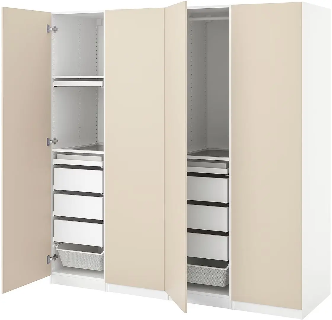 Шкаф Ikea Pax/Reinsvoll 4 каркаса 200x60x201 (Белый/Серо-бежевый) - 2