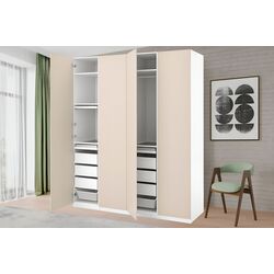 Шкаф Ikea Pax/Reinsvoll 4 каркаса 200x60x236 (Белый/Серо-бежевый)
