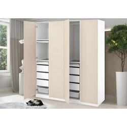 Шкаф Ikea Pax/Reinsvoll 4 каркаса+органайзеры 200x60x201 (Белый/Серо-бежевый)
