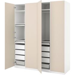 Шкаф Ikea Pax/Reinsvoll 4 каркаса+органайзеры 200x60x236 (Белый/Серо-бежевый) Thumb