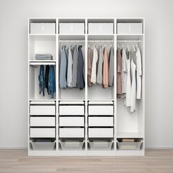 Шкаф Ikea Pax/Reinsvoll/Aheim полки/штанга/ящики/корзины 200x60x236 (Белый/Серо-бежевый/Зеркало) Thumb