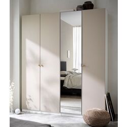 Шкаф Ikea Pax/Reinsvoll/Aheim полки/штанги/ящики/корзины 200x60x201 (Белый/Серо-бежевый/Зеркало)