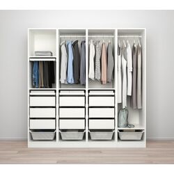 Шкаф Ikea Pax/Reinsvoll/Aheim полки/штанги/ящики/корзины/зеркало 200x60x201 (Белый/Серо-бежевый) Thumb