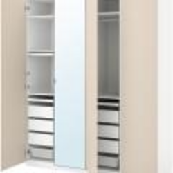 Шкаф Ikea Pax/Reinsvoll/Aheim полки/штанги/ящики/корзины/зеркало 200x60x236 (Белый/Серо-бежевый) Thumb