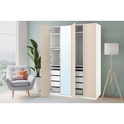 Шкаф Ikea Pax/Reinsvoll/Aheim полки/ящики/корзины/штанги 200x60x236 (Белый/Серо-Бежевый)