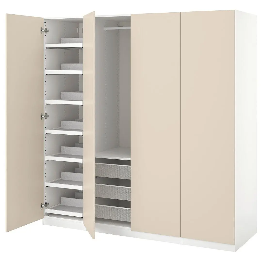 Шкаф Ikea Pax/Reinsvoll полки/корзины/штанга 200x60x201 (Белый/Серо-Бежевый) - 3