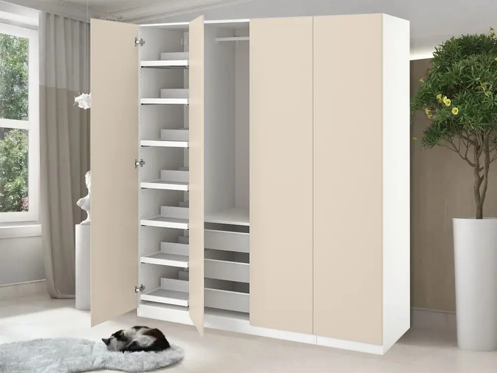 Шкаф Ikea Pax/Reinsvoll полки/корзины/штанга 200x60x201 (Белый/Серо-Бежевый)