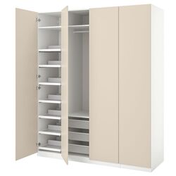 Шкаф Ikea Pax/Reinsvoll полки/корзины/штанга 200x60x236 (Белый/Серо-Бежевый) Thumb