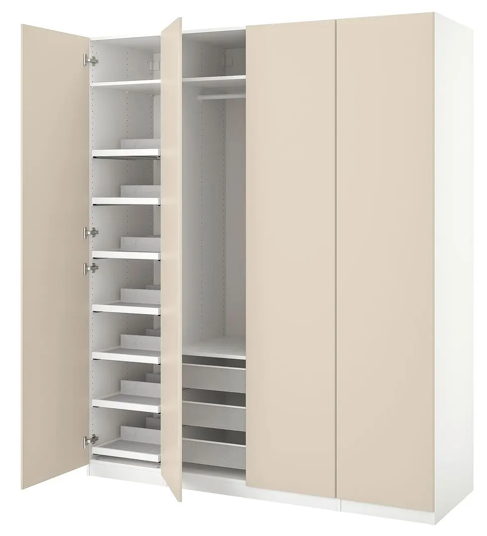 Шкаф Ikea Pax/Reinsvoll полки/корзины/штанга 200x60x236 (Белый/Серо-Бежевый) - 3