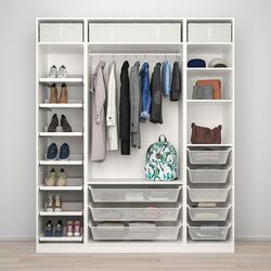 Шкаф Ikea Pax/Reinsvoll полки/корзины/штанга 200x60x236 (Белый/Серо-Бежевый) Thumb