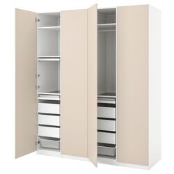 Шкаф Ikea Pax/Reinsvoll полки/корзины/ящики/штанги 200x60x236 (Белый/Серо-Бежевый) Thumb