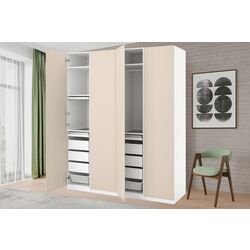 Шкаф Ikea Pax/Reinsvoll полки/корзины/ящики/штанги 200x60x236 (Белый/Серо-Бежевый)