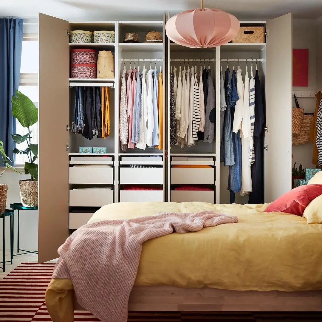 Шкаф Ikea Pax/Reinsvoll полки/корзины/ящики/штанги 200x60x236 (Белый/Серо-Бежевый) - 5