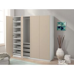 Шкаф Ikea Pax/Reinsvoll полки/штанга/корзины 200x60x201 (Белый/Серо-бежевый)