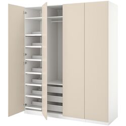 Шкаф Ikea Pax/Reinsvoll полки/штанга/корзины 200x60x236 (Белый/Серо-бежевый) Thumb
