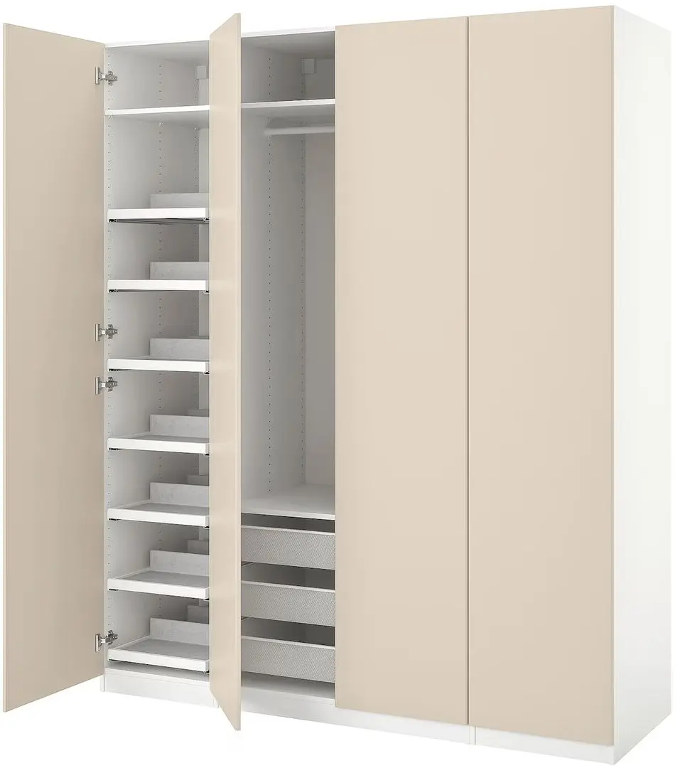 Шкаф Ikea Pax/Reinsvoll полки/штанга/корзины 200x60x236 (Белый/Серо-бежевый) - 2
