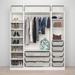 Шкаф Ikea Pax/Reinsvoll полки/штанга/корзины 200x60x236 (Белый/Серо-бежевый) Thumb
