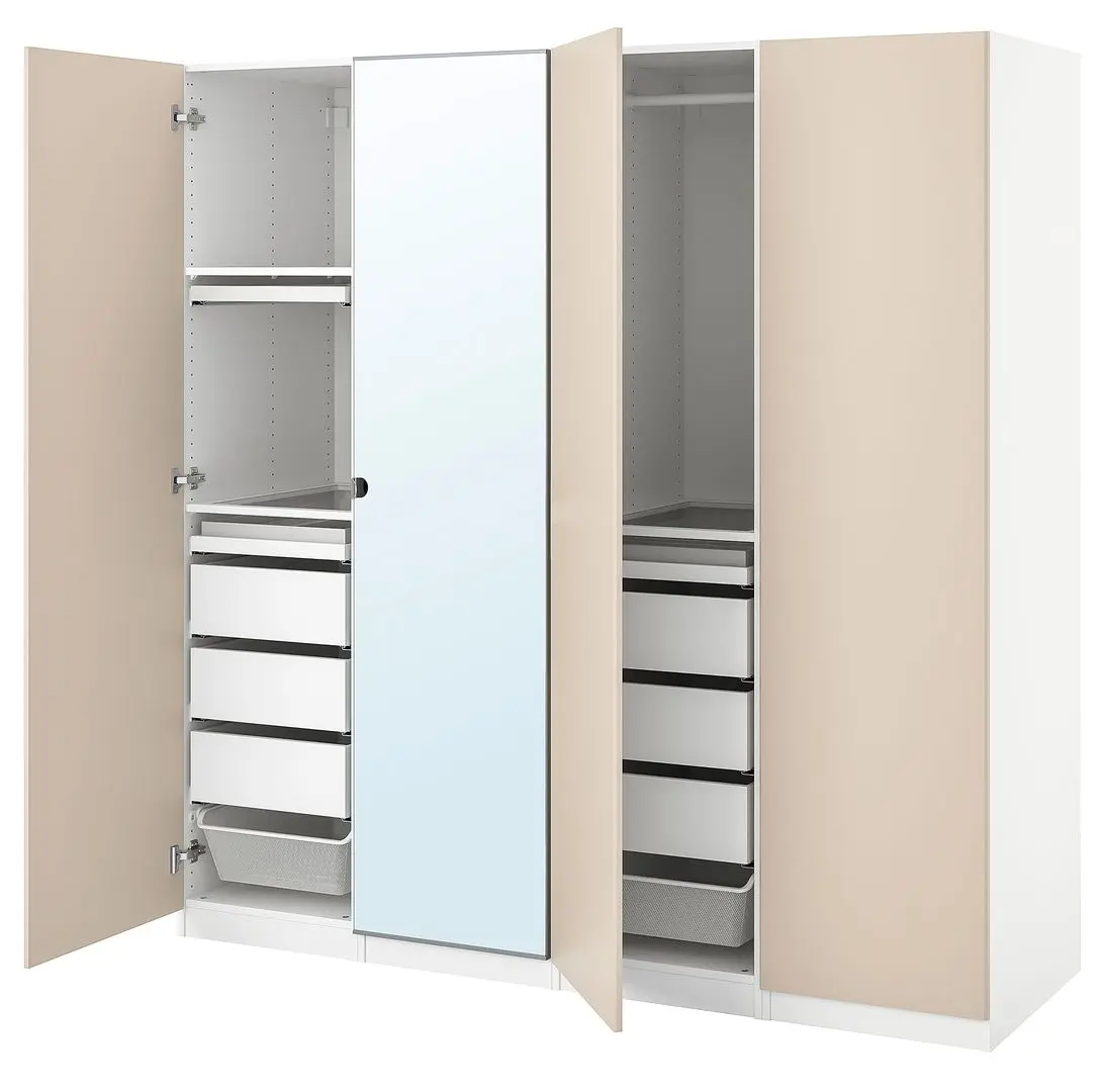 Шкаф Ikea Pax/Reinsvoll/Vikedal 200x60x201 (Белый/Серо-Бежевый) - 3