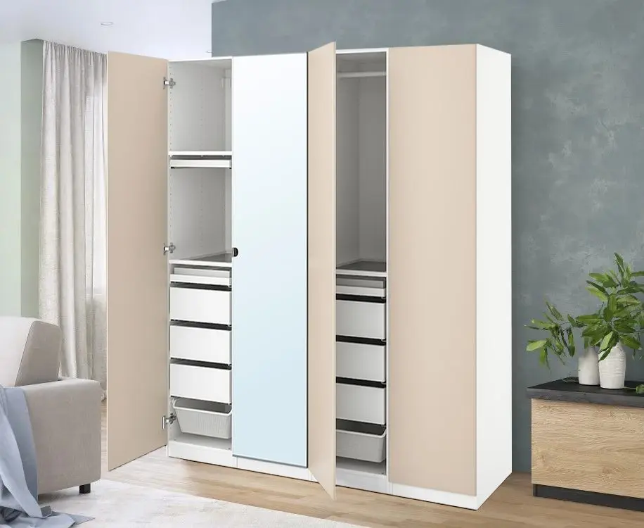 Шкаф Ikea Pax/Reinsvoll/Vikedal 200x60x201 (Белый/Серо-Бежевый)