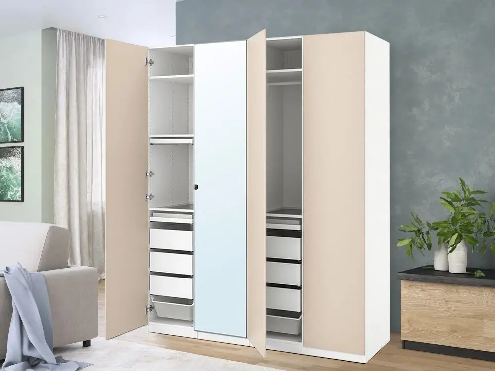 Шкаф Ikea Pax/Reinsvoll/Vikedal 200x60x236 (Белый/Серо-Бежевый)