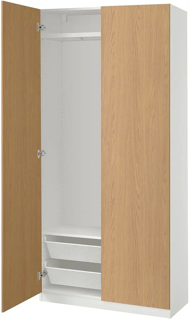 Dulap Ikea Pax/Storklinta raft/bara/cosuri 100x38x201 (Alb/Aspect Stejar)