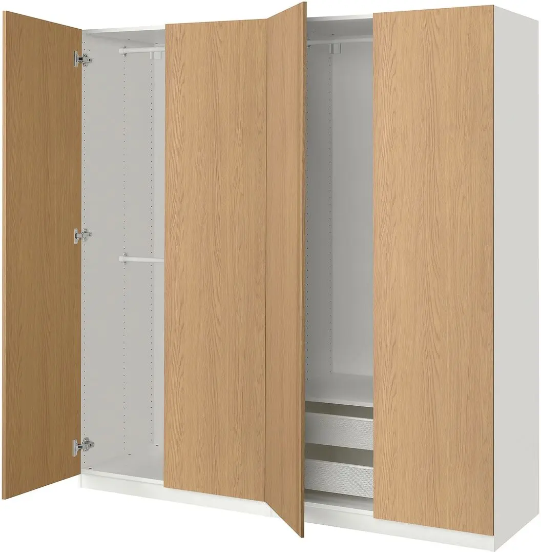 Dulap Ikea Pax/Storklinta raft/bare/cosuri 200x60x201 (Alb/Aspect Stejar)