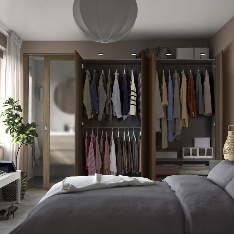 Шкаф Ikea Pax/Storklinta полка/штанги/корзины 200x60x201 (Тёмно-серый ...