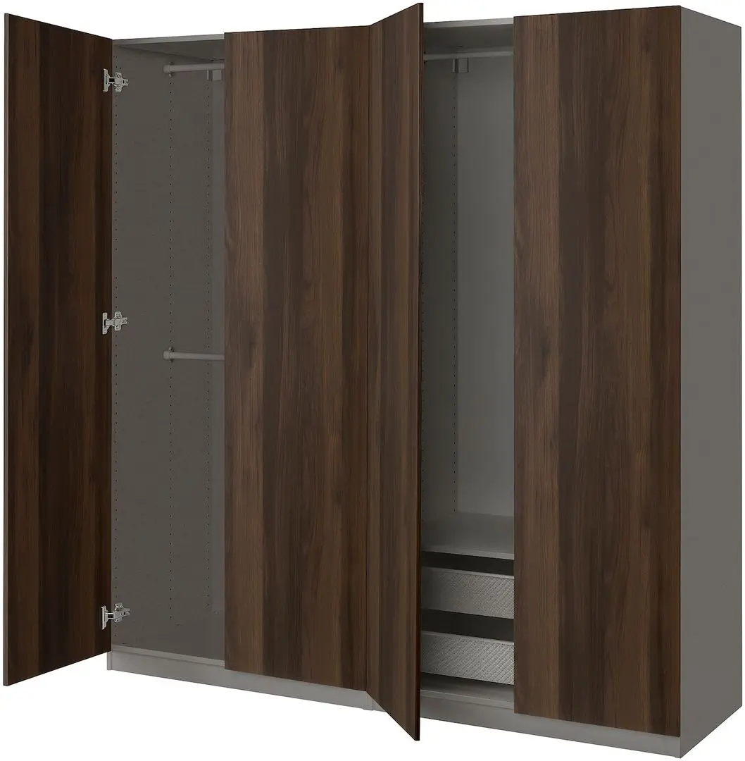 Dulap Ikea Pax/Storklinta raft/bare/cosuri 200x60x201 (Gri inchis/Maro inchis)