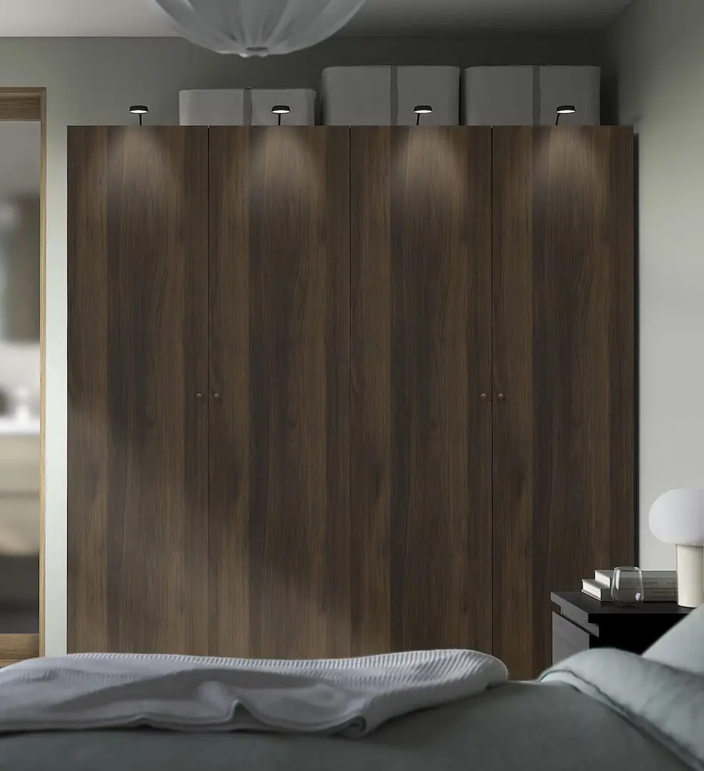 Dulap Ikea Pax/Storklinta raft/bare/sertare/cosuri 200x66x201 (Gri inchis/Maro inchis)