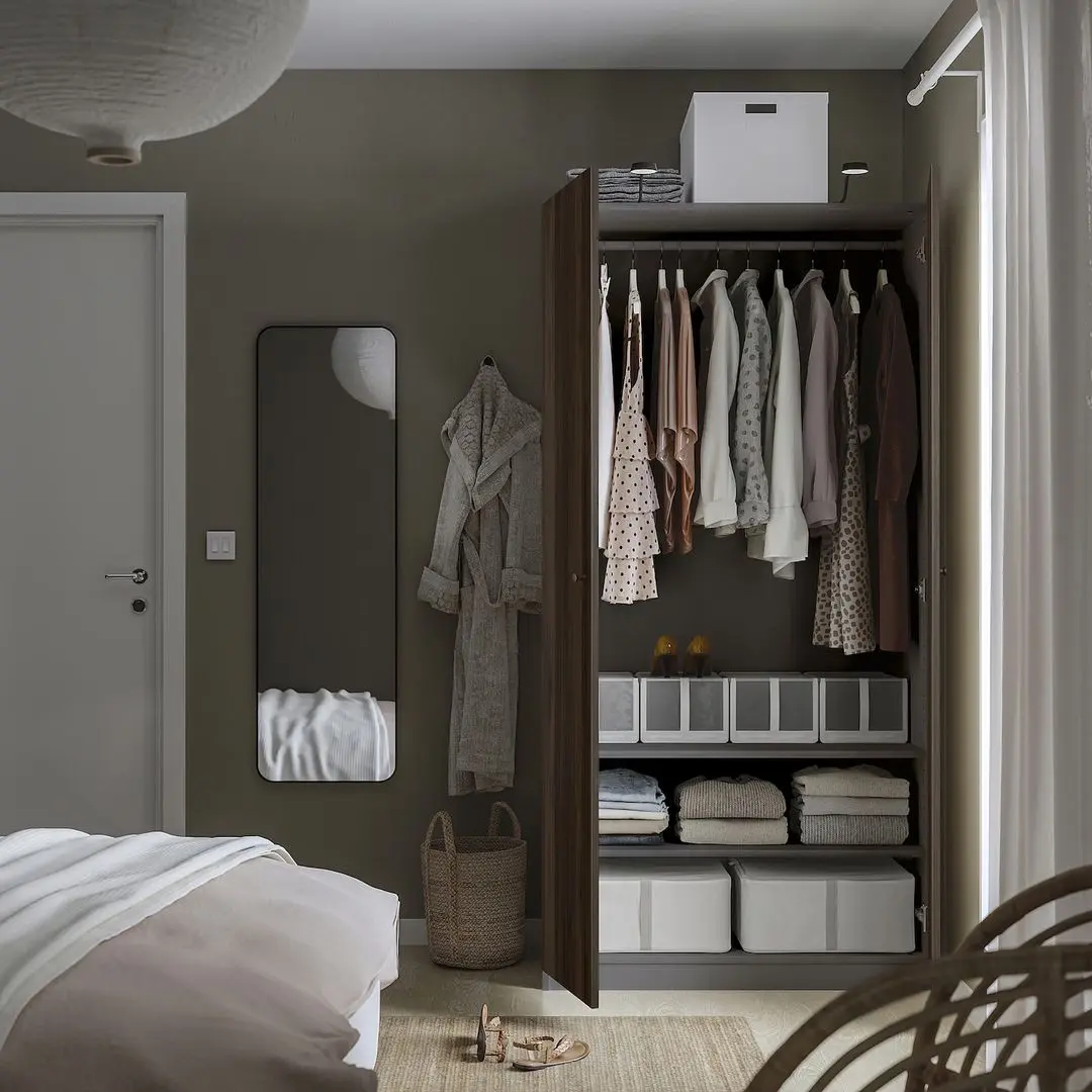 Dulap Ikea Pax/Storklinta rafturi/bara 100x60x201 (Gri inchis/Maro inchis)