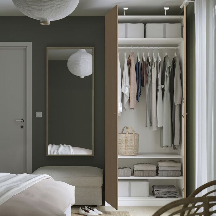 Шкаф Ikea Pax/Storklinta полки/штанга 100x60x236 (Белый/Имитация Дуба ...