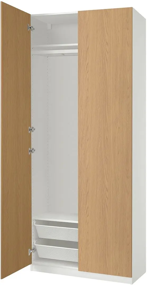 Dulap Ikea Pax/Storklinta rafturi/bara/cosuri 100x38x236 (Alb/Aspect Stejar)