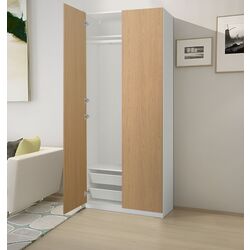 Dulap Ikea Pax/Storklinta rafturi/bara/cosuri 100x38x236 (Alb/Aspect Stejar)