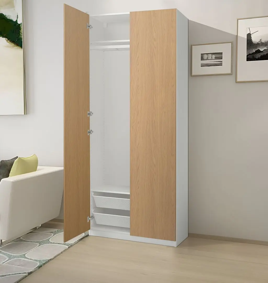 Dulap Ikea Pax/Storklinta rafturi/bara/cosuri 100x38x236 (Alb/Aspect Stejar)