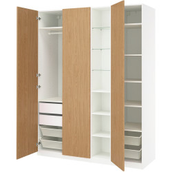 Dulap Ikea Pax/Storklinta rafturi/bara/cosuri/sertare/etajera 185x60x236 (Alb/Aspect Stejar) Thumb