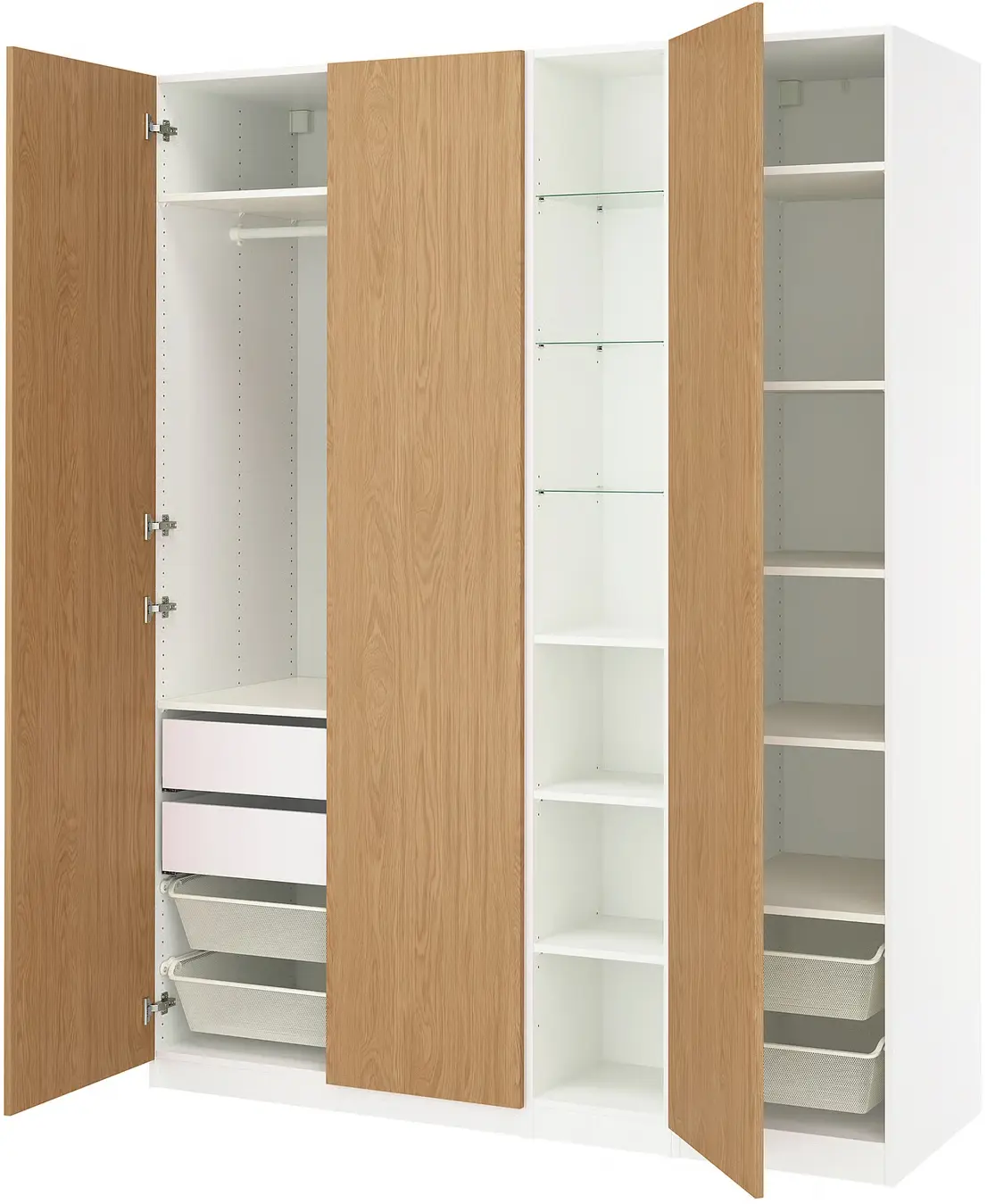 Dulap Ikea Pax/Storklinta rafturi/bara/cosuri/sertare/etajera 185x60x236 (Alb/Aspect Stejar) - 4