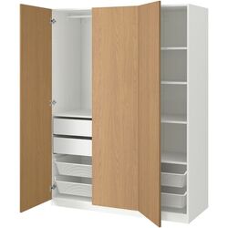 Dulap Ikea Pax/Storklinta rafturi/bara/sertare/cosuri 150x60x201 (Alb/Aspect Stejar) Thumb