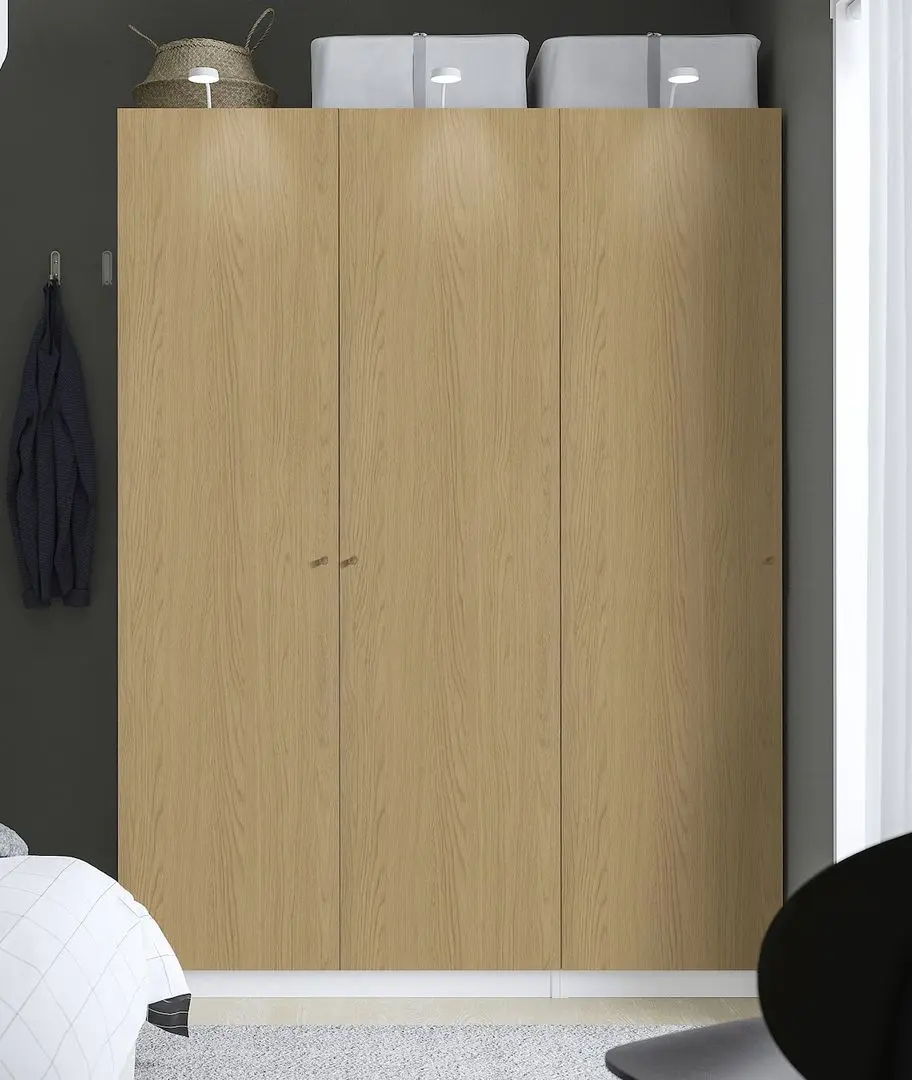 Dulap Ikea Pax/Storklinta rafturi/bara/sertare/cosuri 150x60x201 (Alb/Aspect Stejar)