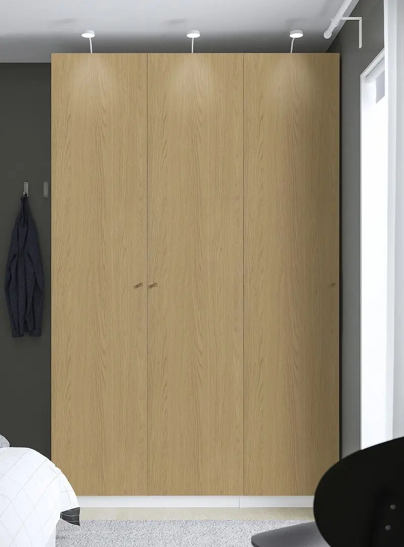 Dulap Ikea Pax/Storklinta rafturi/bara/sertare/cosuri 150x60x236 (Alb/Aspect Stejar)