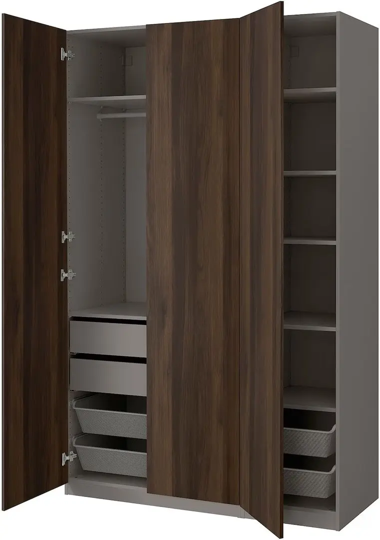Dulap Ikea Pax/Storklinta rafturi/bara/sertare/cosuri 150x60x236 (Gri inchis/Maro inchis)