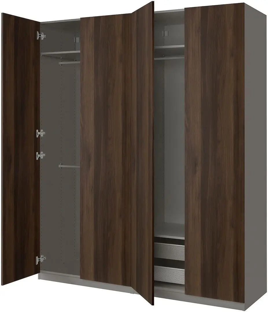 Dulap Ikea Pax/Storklinta rafturi/bare/cosuri 200x60x236 (Gri inchis/Maro inchis)