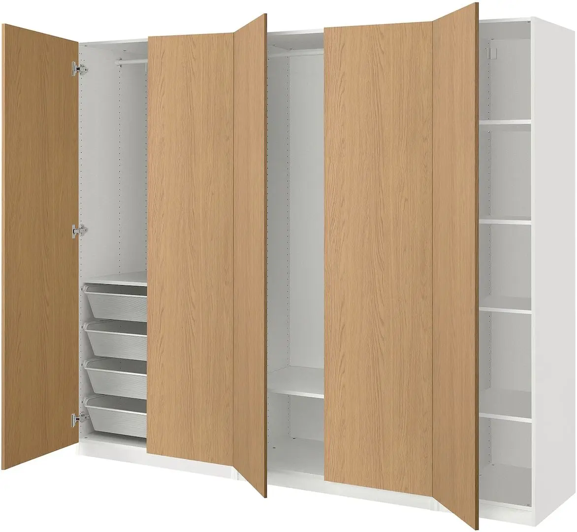 Dulap Ikea Pax/Storklinta rafturi/bare/cosuri 250x60x201 (Alb/Aspect Stejar)