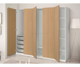 Шкаф Ikea Pax/Storklinta полки/штанги/корзины 250x60x201 (Белый/Имитация Дуба)