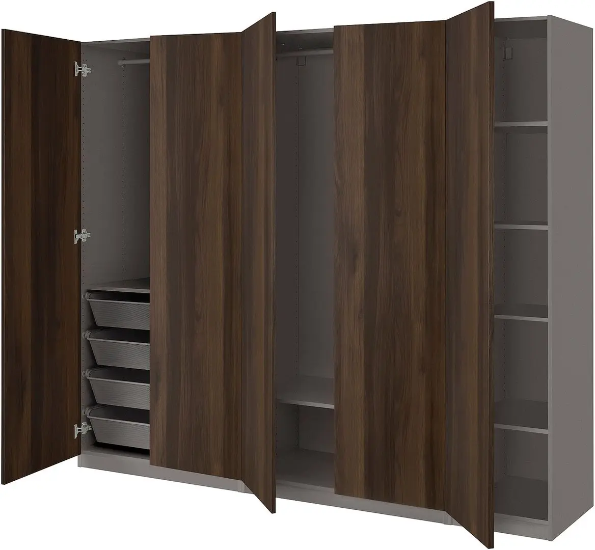 Dulap Ikea Pax/Storklinta rafturi/bare/cosuri 250x60x201 (Gri inchis/Maro inchis)